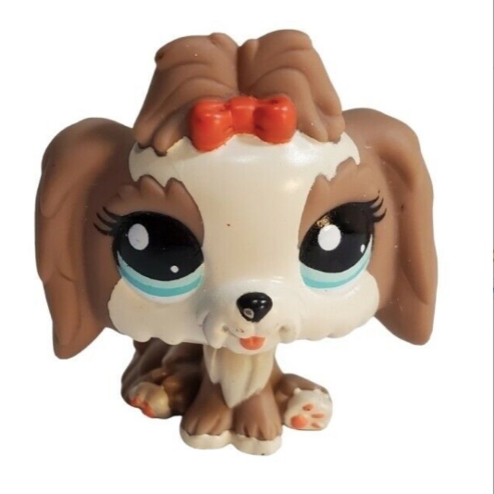 Littlest Pet Shop LPS # 2130 Llasa Apso Maltese Puppy Dog Green eyes *